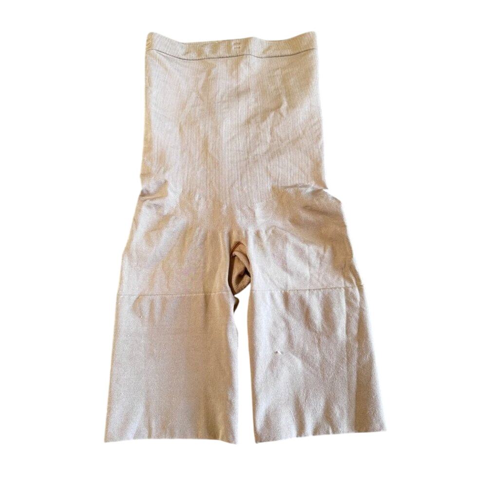 Spanx High Waisted Mid Thigh Shapewear Shorts Nude Beige Size Large